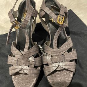 SAINT LAURENT
Tribute T-Strap Platform Sandals